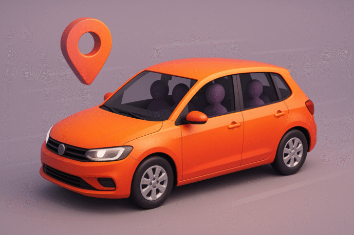 Ilustração de carro para viagens intermunicipais RotaXpress